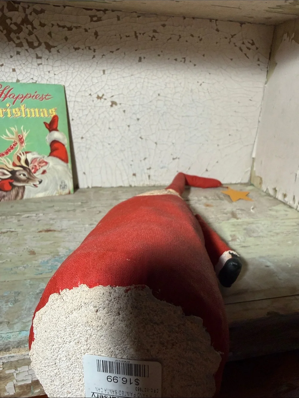 18” Hand Painted Red Santa Figurine with Star Accent